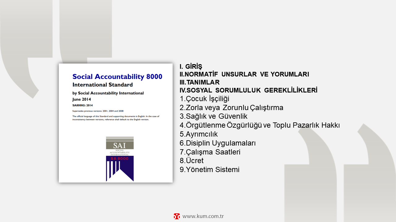 SA8000 :2014'ün Yapısı ve Maddeleri